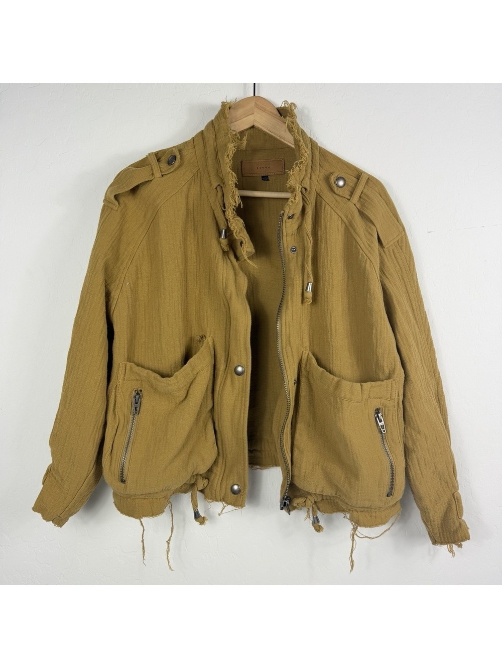 BLANKNYC Mustard Yellow Cotton Utility Jacket Raw Edge